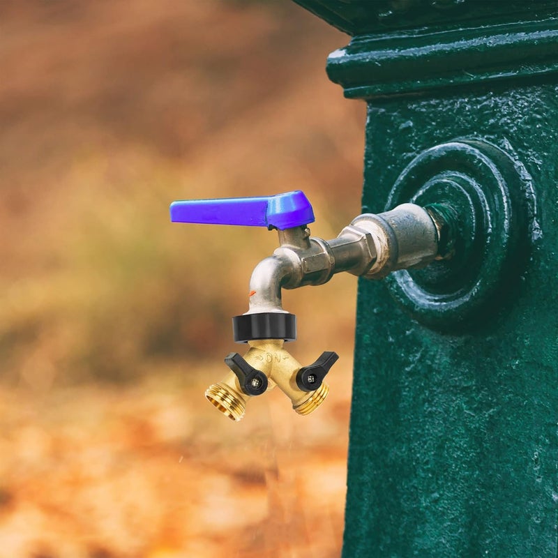 LIULO TOOL Brass Garden Hose Splitter 2 Way, Hose Y Splitter 3/4 Inch Heavy Duty Brass Hose Connector Tap Splitter, Hose Spigot Adapter 2 Valves with Rubber Washers (1 Pack) - Image 4